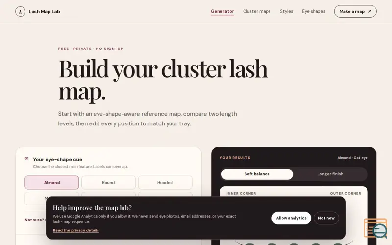 Screenshot of Lash Map Lab