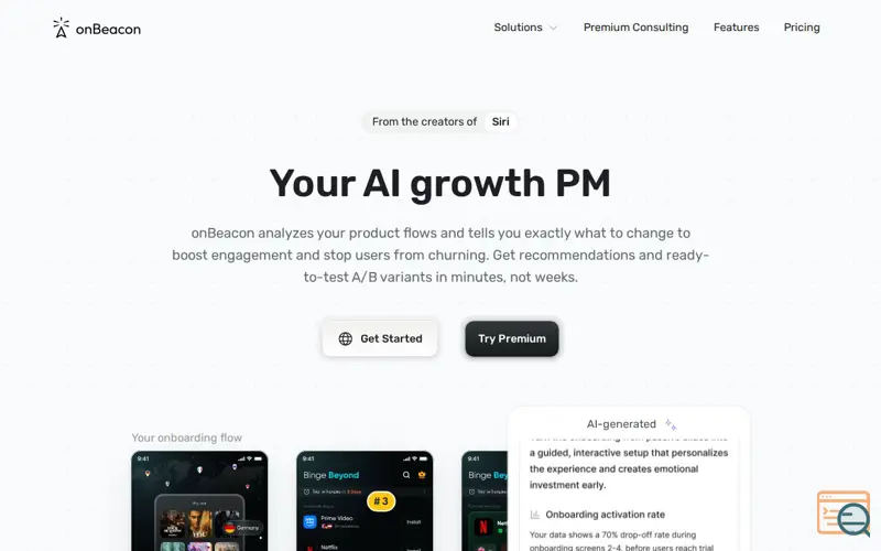Screenshot of onBeacon, a launch using CountVisits