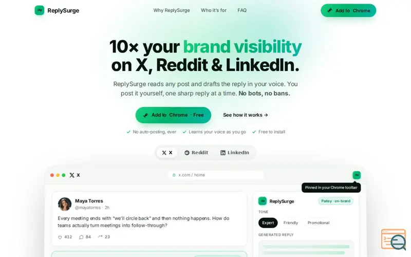 Screenshot of ReplySurge