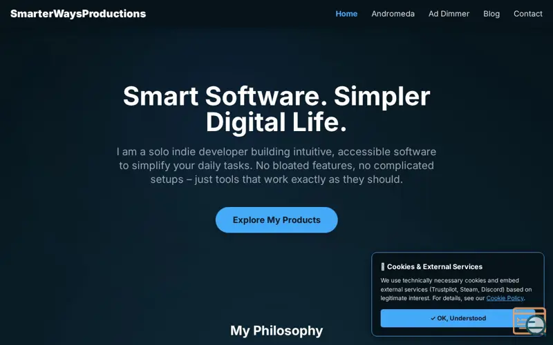 Screenshot of SmarterWaysProductions: Andromeda