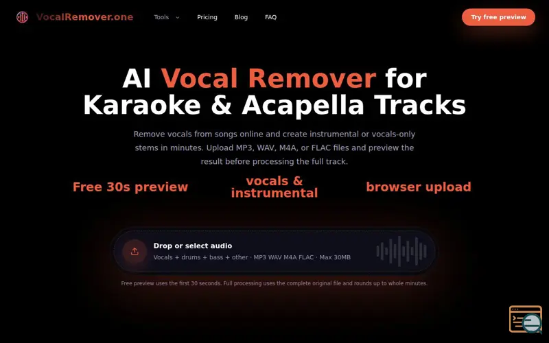 Screenshot of VocalRemover.one