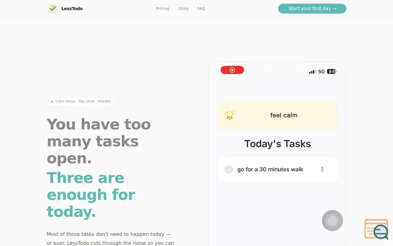 Screenshot of LessTodo