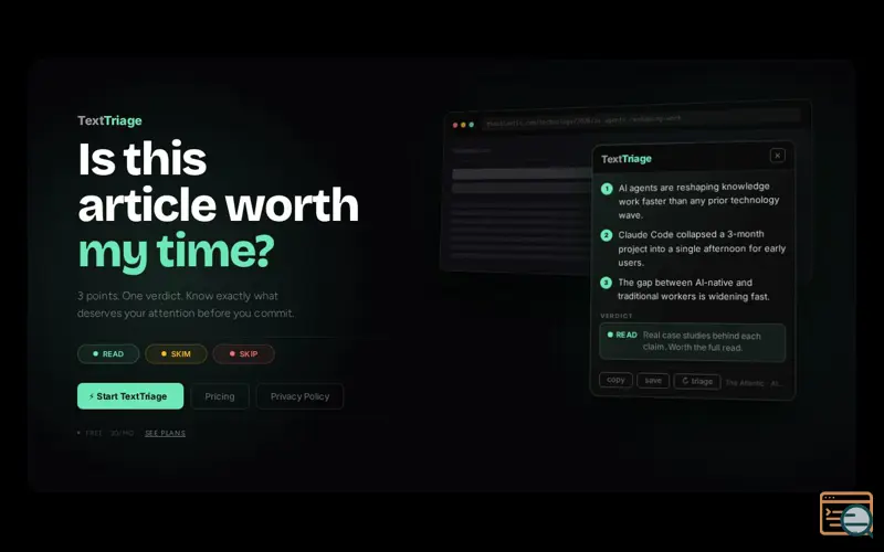 Screenshot of TextTriage