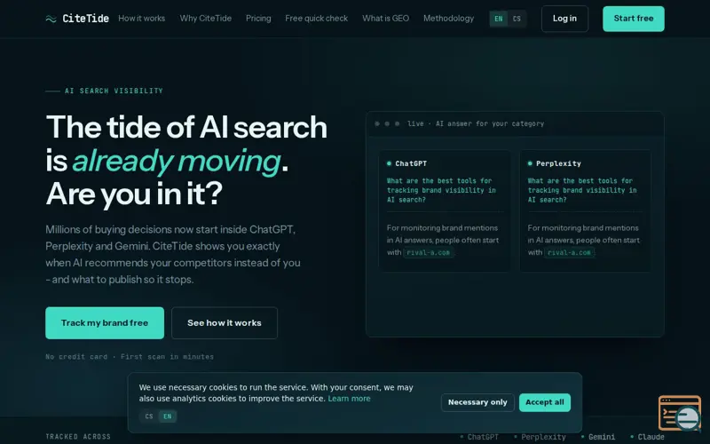 Screenshot of CiteTide — Ride the tide of AI search