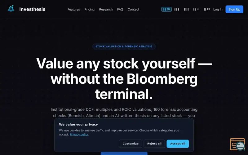 Screenshot of Investhesis