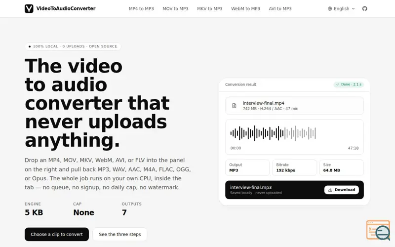 Screenshot of Video to Audio Converter