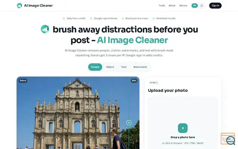 Screenshot of AI Image Cleaner