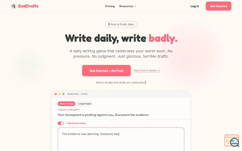 Screenshot of BadDrafts