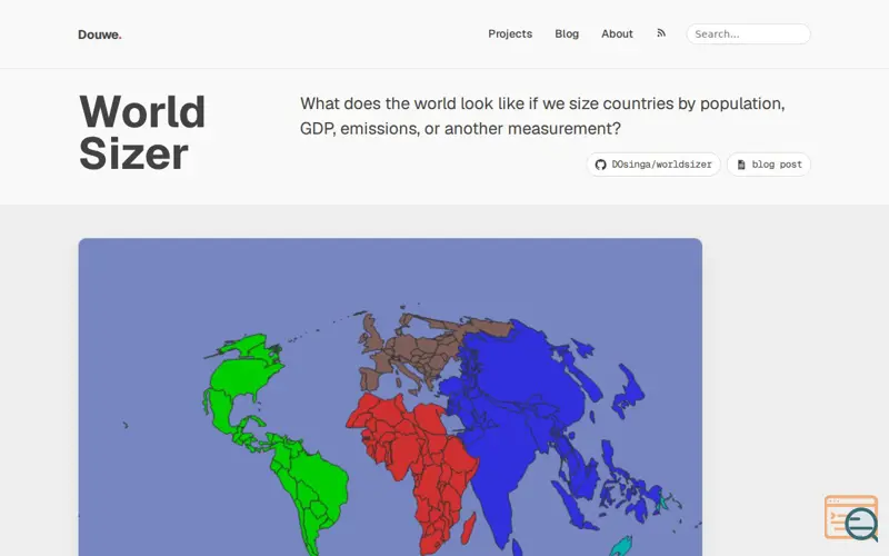 Screenshot of World Sizer