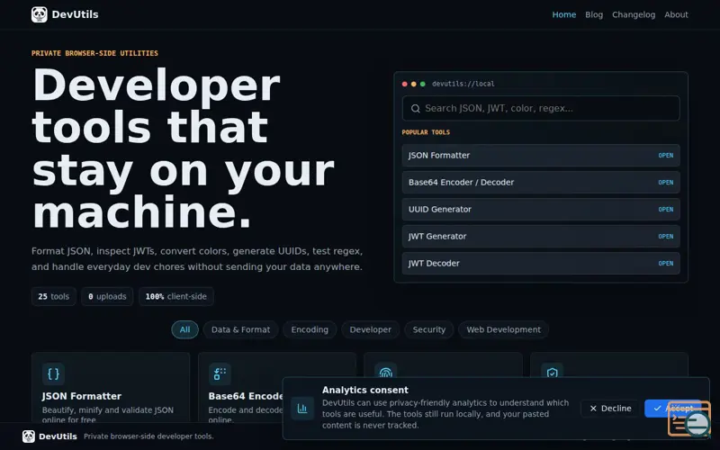 Screenshot of DevUtils