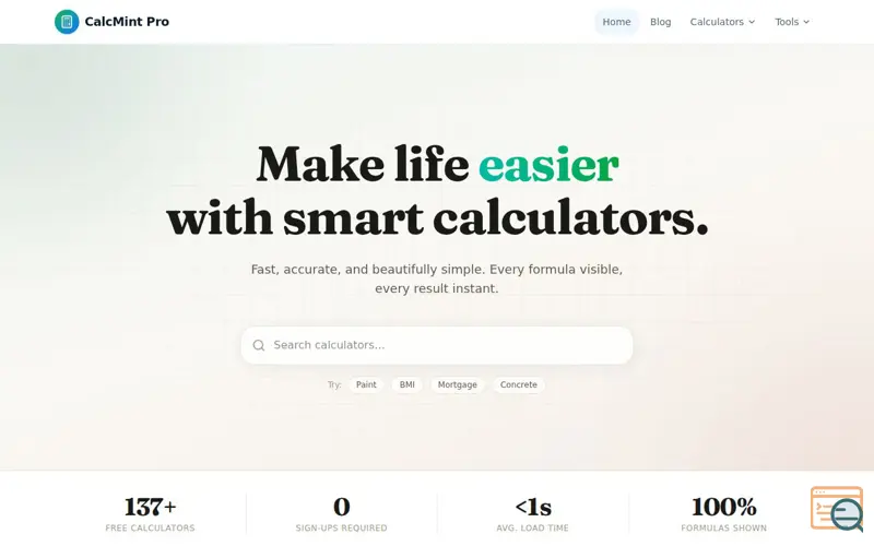 Screenshot of CalcMint Pro