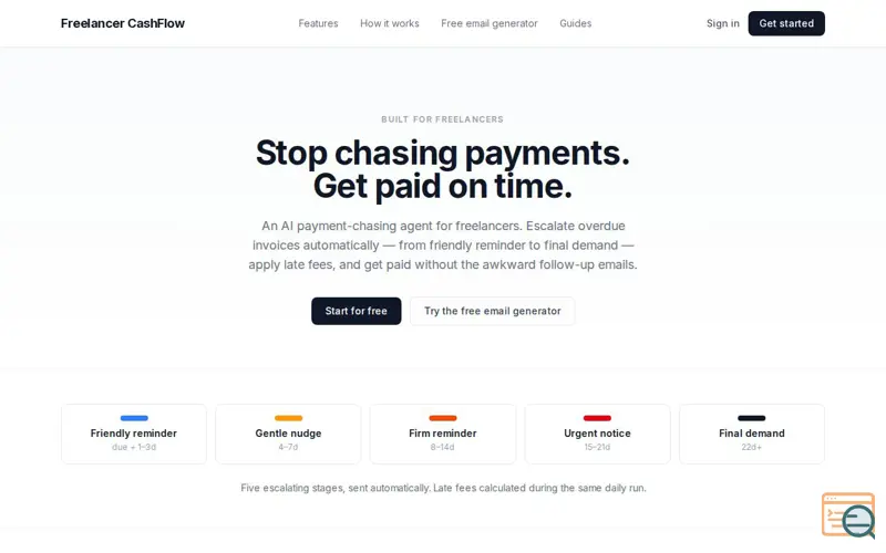 Screenshot of Freelancer CashFlow