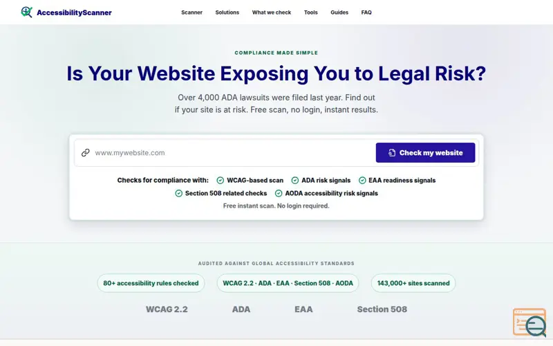 Screenshot of Accessibility Scanner