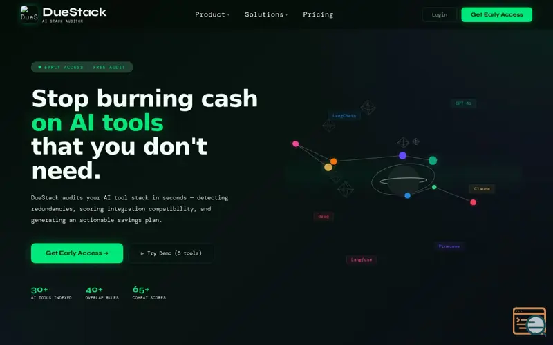 Screenshot of DueStack