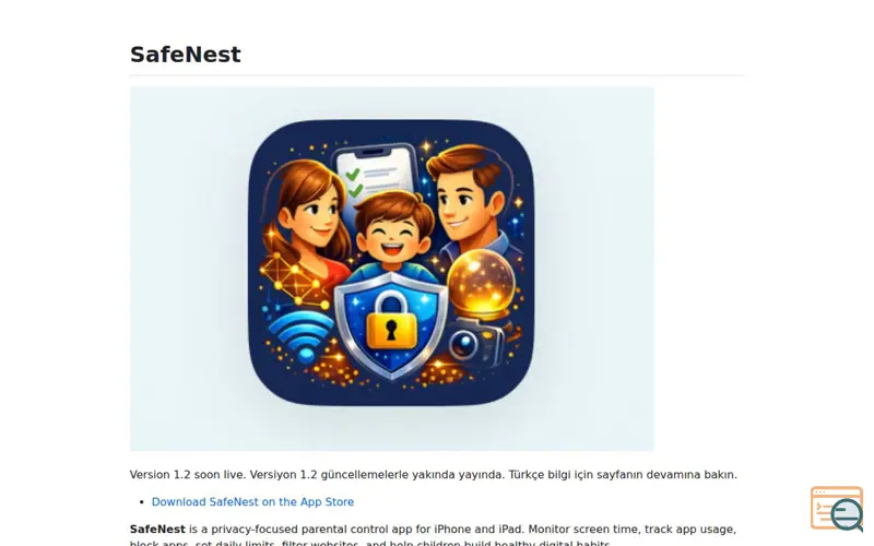 Screenshot of SafeNest