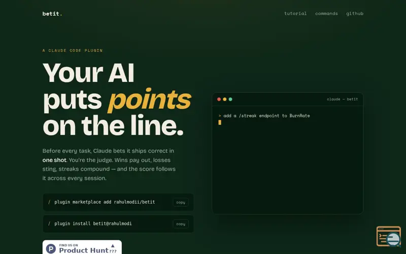 Screenshot of Betit, a launch using Cloudflare