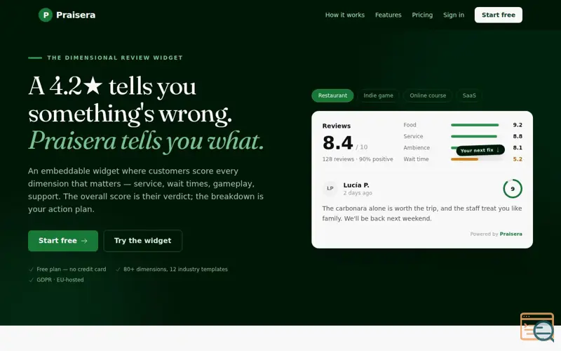 Screenshot of Praisera