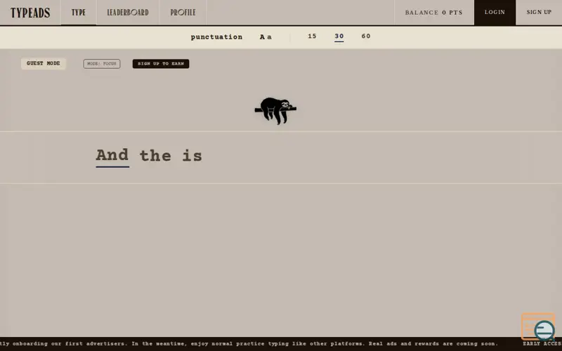 Screenshot of TypeAds