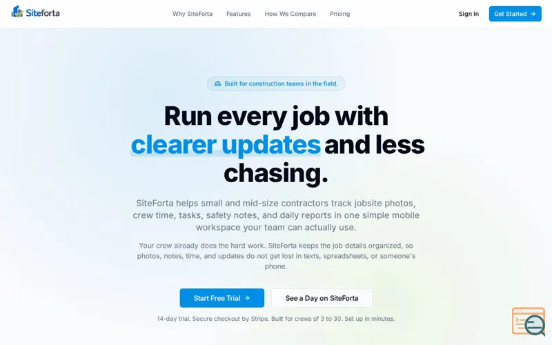 Screenshot of SiteForta