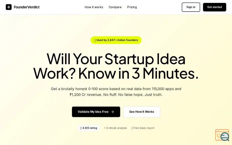 Screenshot of Founder Verdict