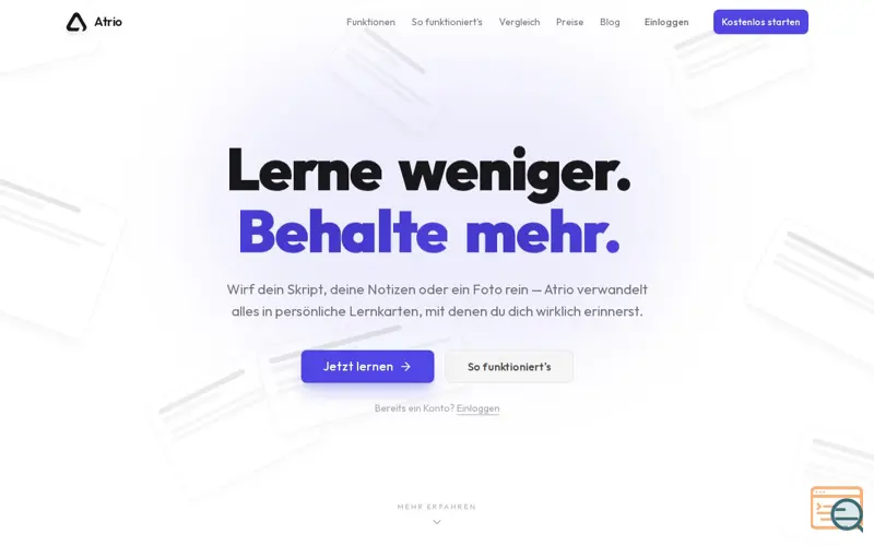 Screenshot of Atrio — Lerne weniger. Behalte mehr.