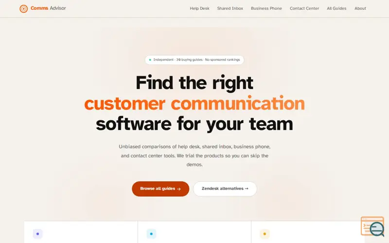 Screenshot of Comms Advisor