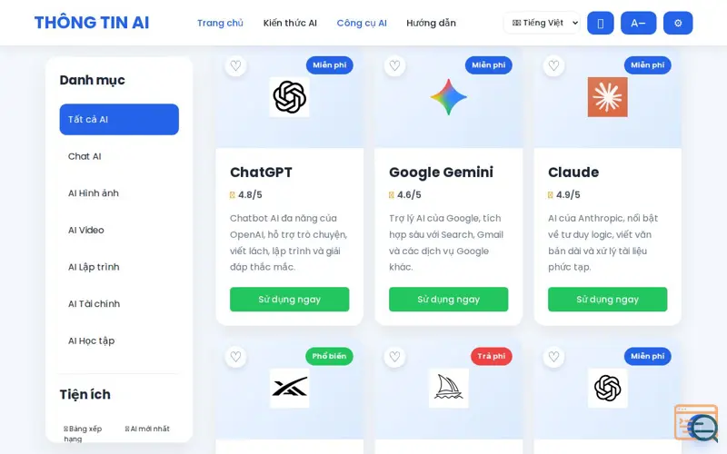 Screenshot of tool AI