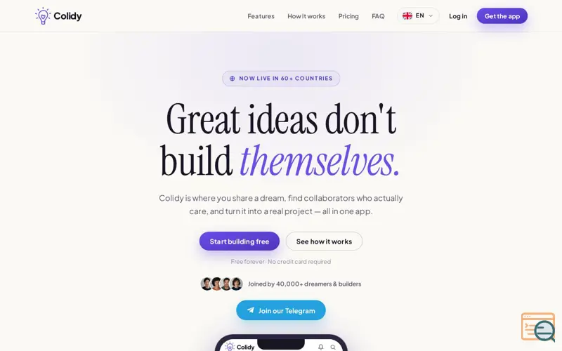 Screenshot of Colidy