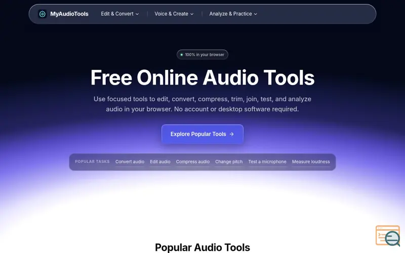 Screenshot of Free Online Audio Tools - Edit, Convert & Analyze Sound