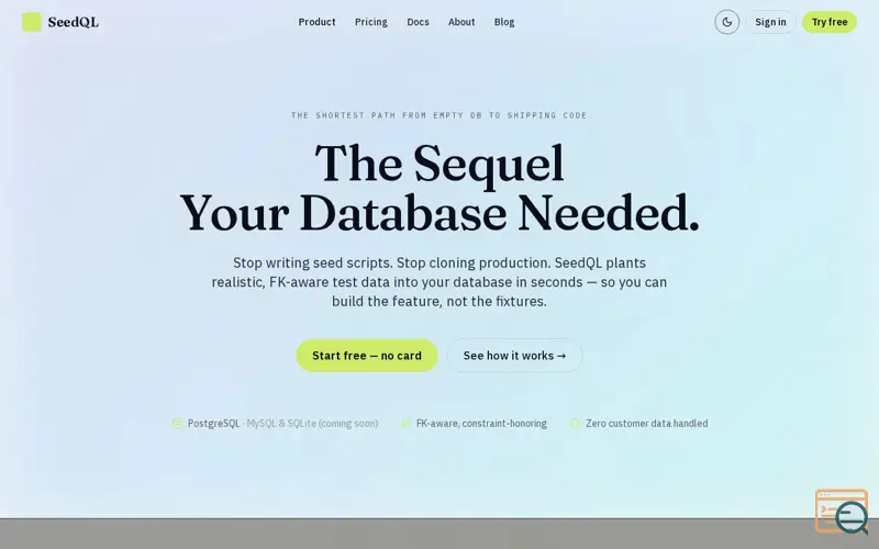 Screenshot of SeedQL