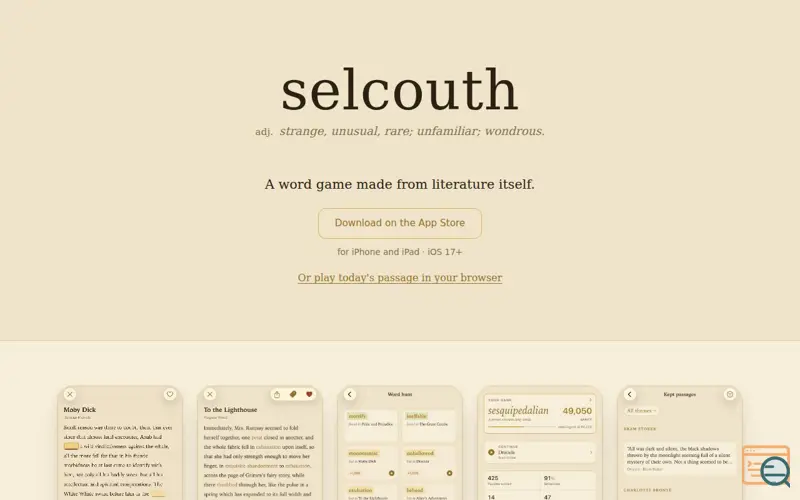 Screenshot of Selcouth — A word game for readers