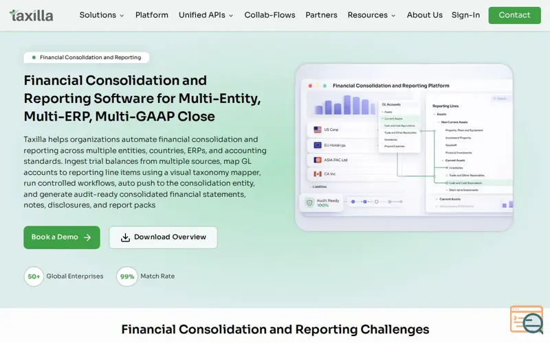 Screenshot of Financial Consolidation and Reporting, a launch using D&B D-U-N-S Registered Seal