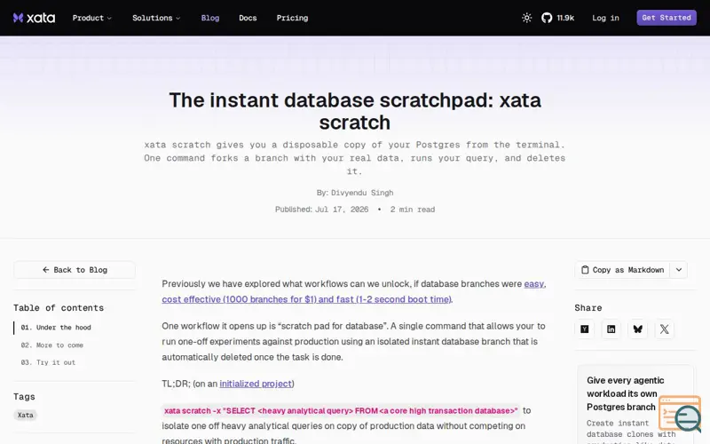 Screenshot of Xata scratch, a launch using Zendesk