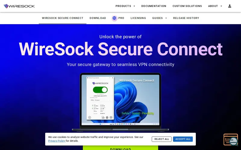 Screenshot of WireSock Secure Connect