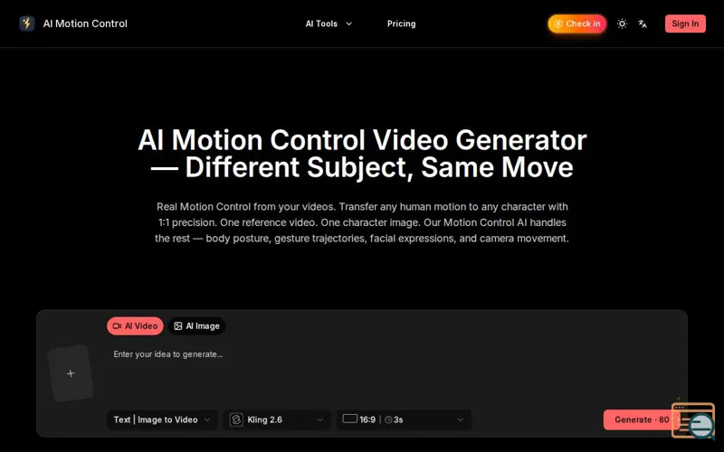 Screenshot of AI Motion Control