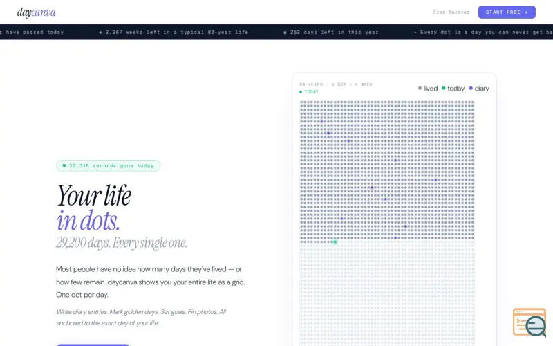 Screenshot of daycanva