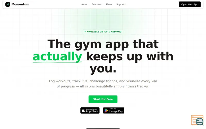 Screenshot of Momentum FitHub