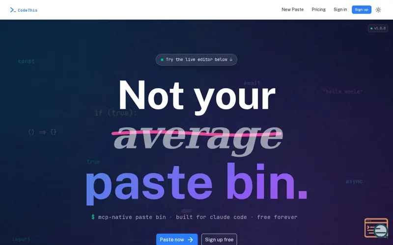 Screenshot of Codethis