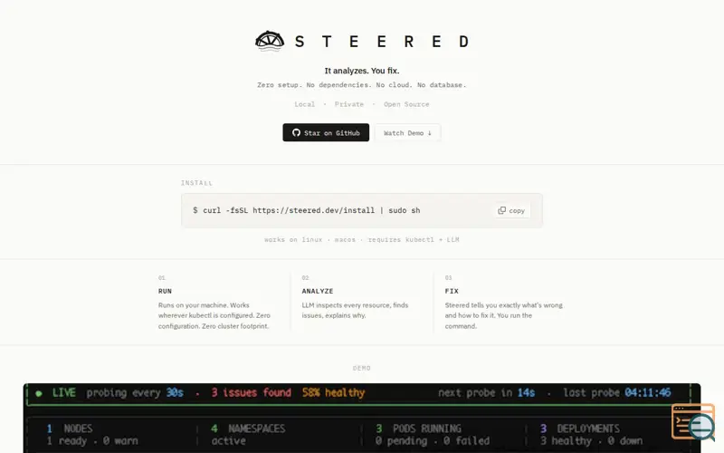 Screenshot of steered