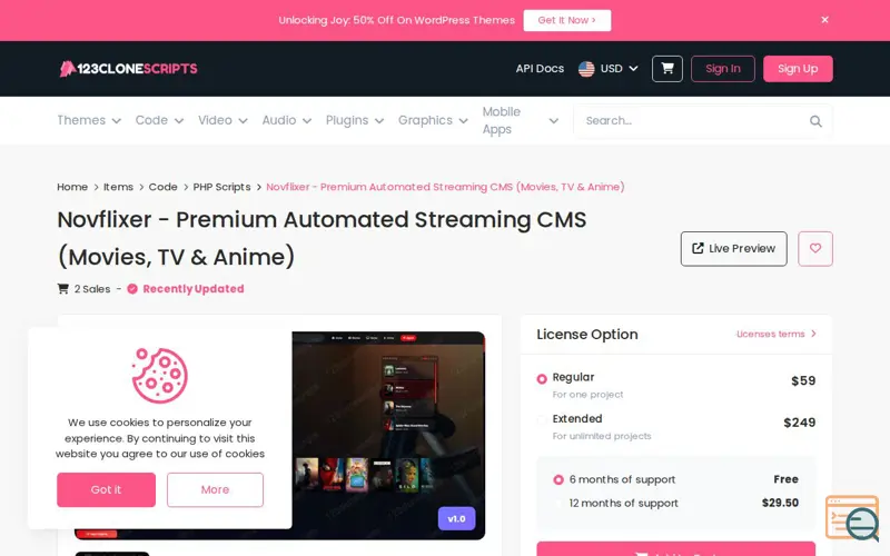Screenshot of Novflixer