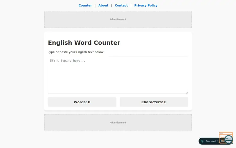 Screenshot of English Word & Character Counter