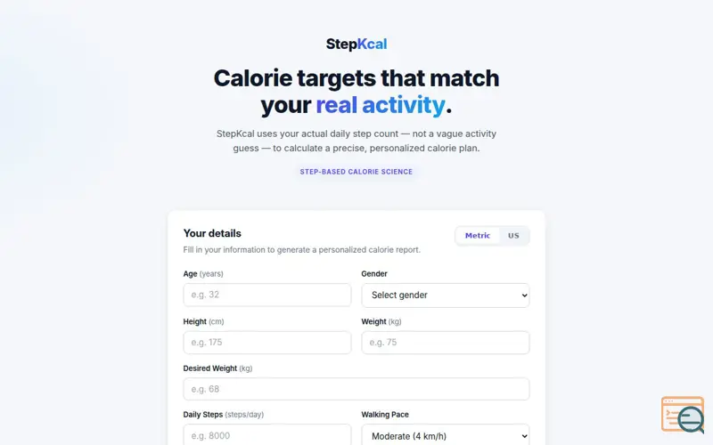 Screenshot of StepKcal
