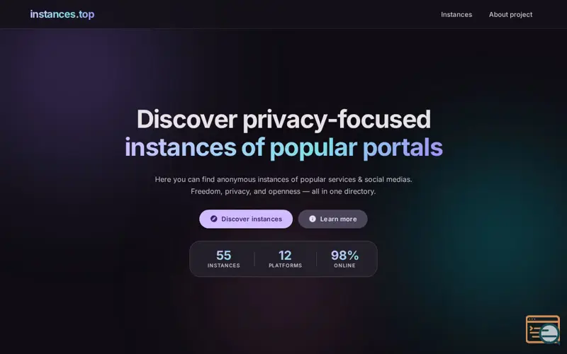 Screenshot of instances.top