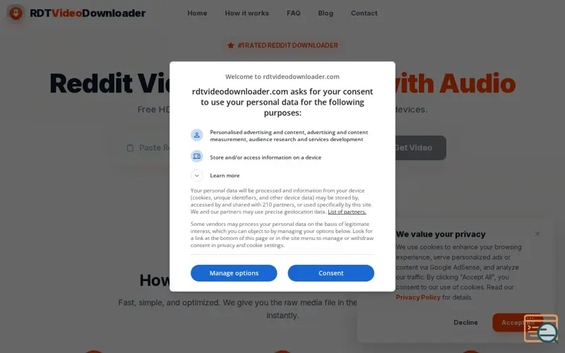 Screenshot of Reddit Video Downloader, a launch using Plug Your Build