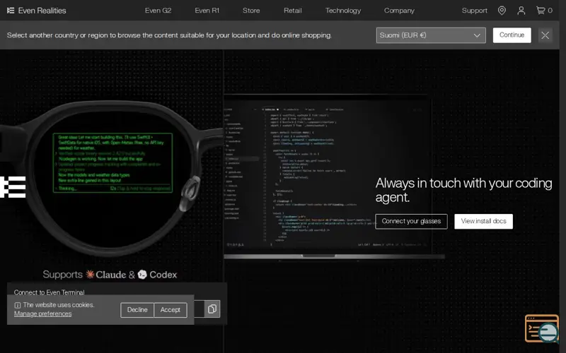 Screenshot of Terminal Mode by Even Realities