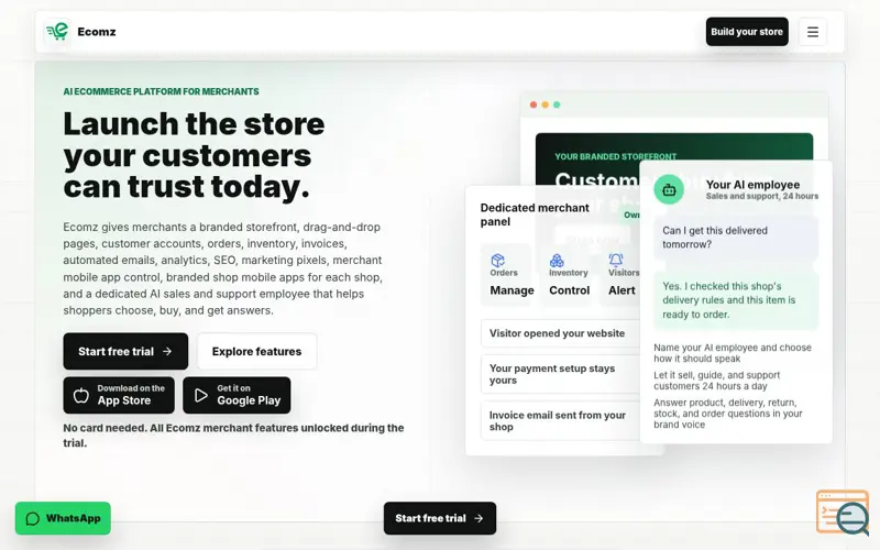 Screenshot of Ecomz AI Multi-Tenant SAAS Store Builder