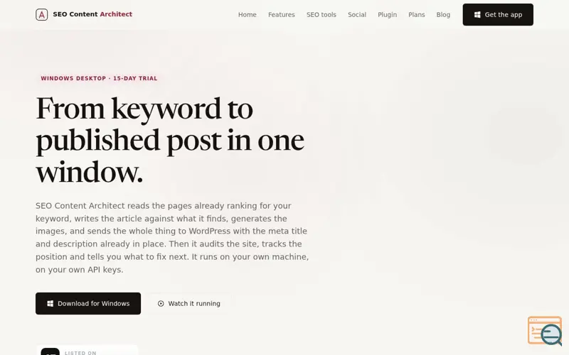 Screenshot of SEO Content Architect