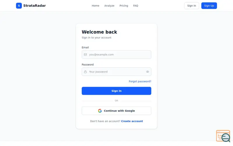 Screenshot of StrataRadar