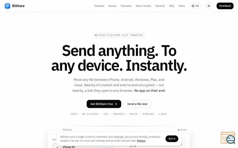 Screenshot of BIShare