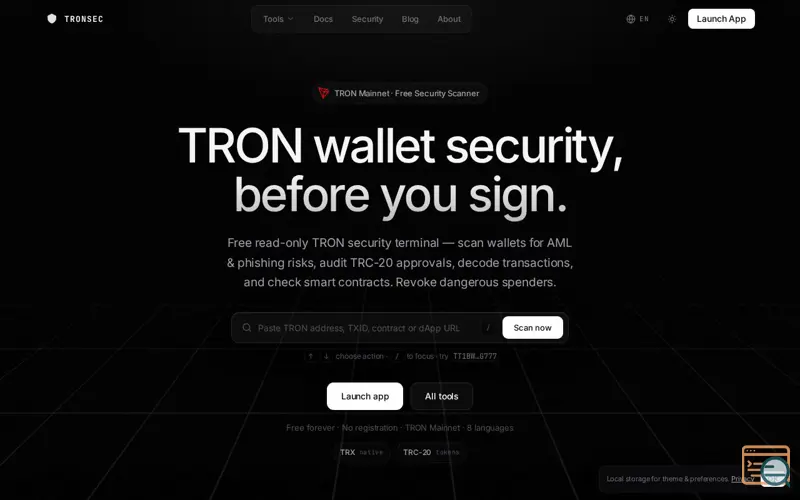 Screenshot of TRONSEC